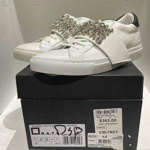 BNWT DATE PREMIUM SNEAKER BRAND Newman white strapstone crystal 7